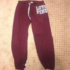 PINK Burgundy Sweatpants